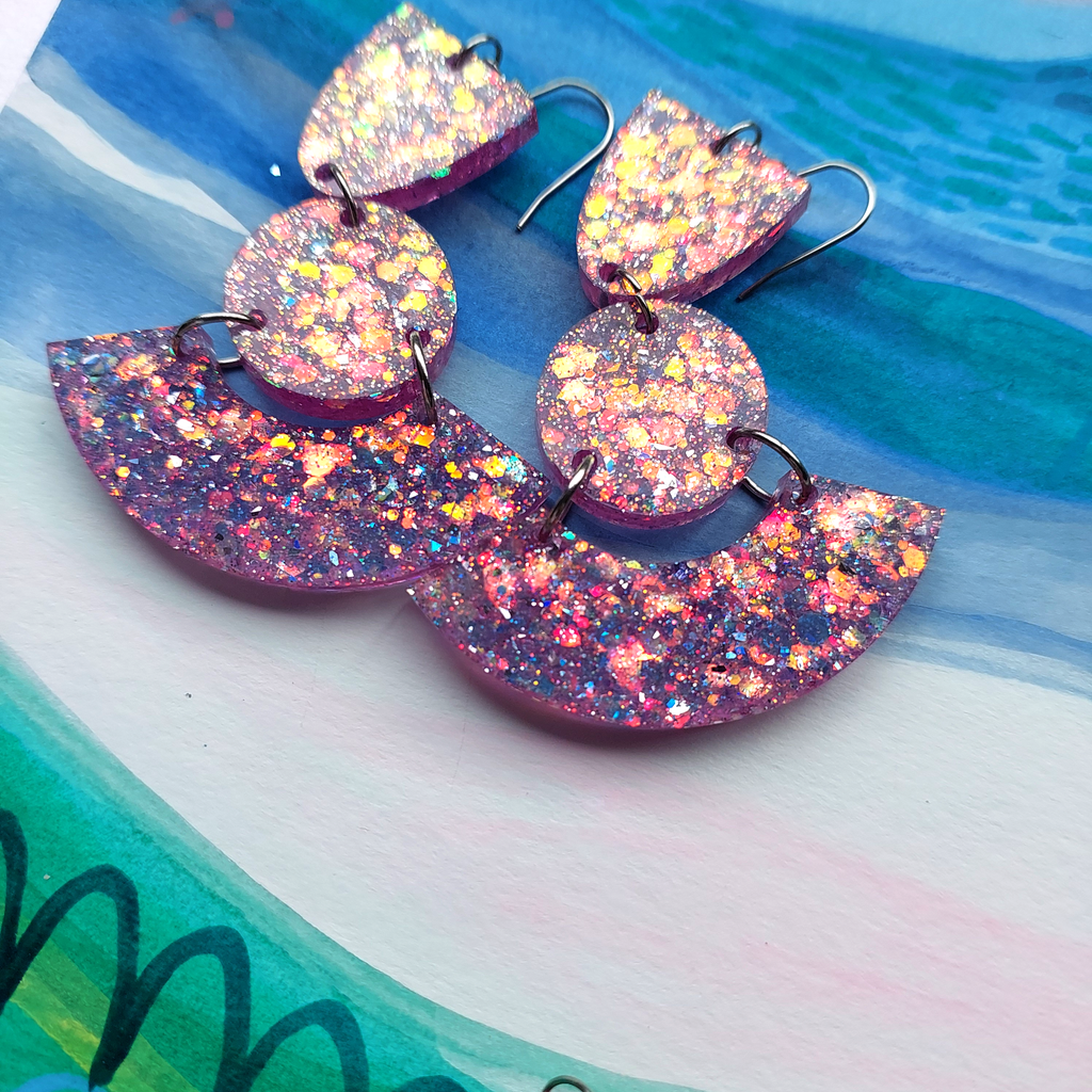 Holographic Party Glitter Earrings  Resin Earrings – Illuminated Atlanta